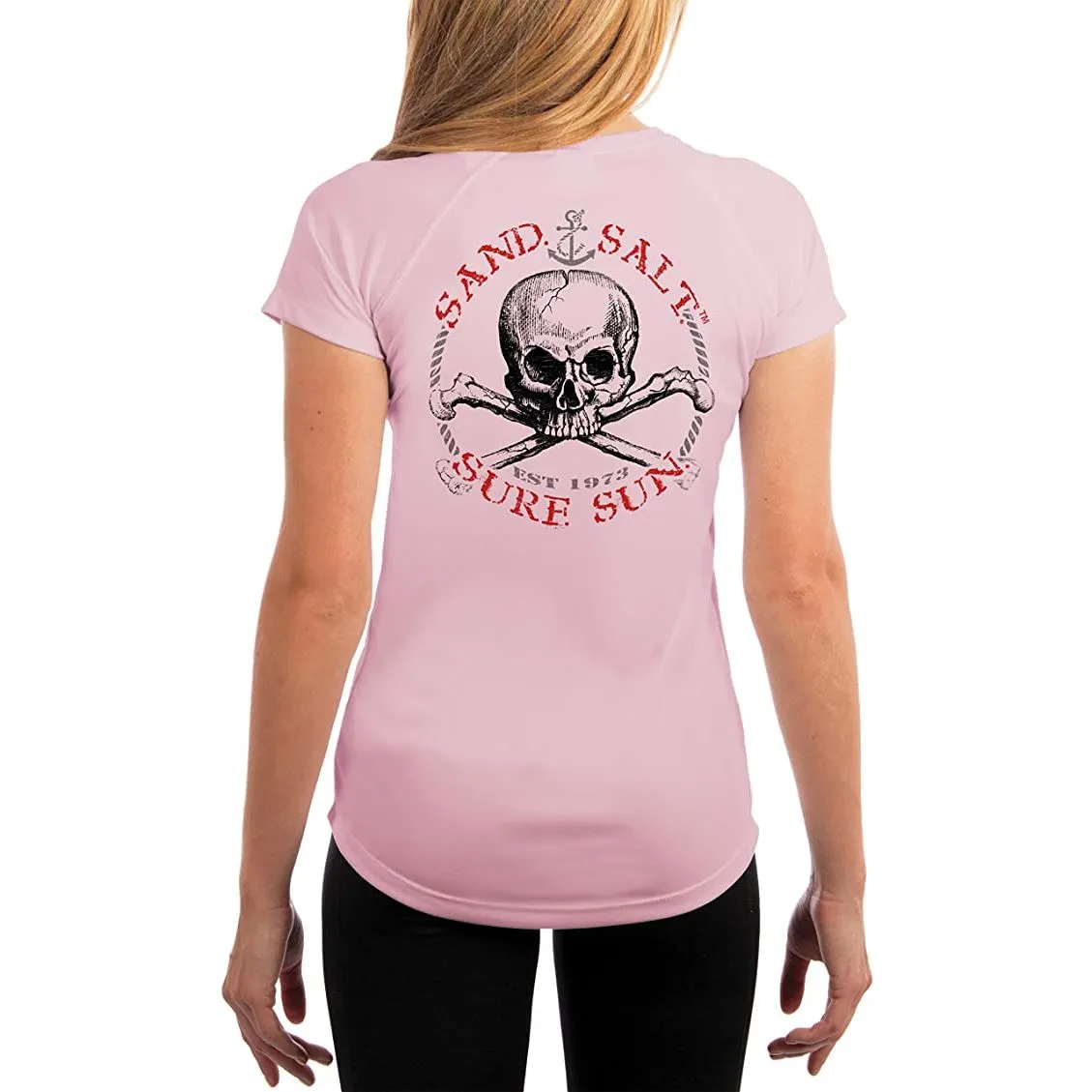 SAND.SALT.SURF.SUN. Red Skull Women's UPF 50  UV Sun Protection Performance Short Sleeve T-Shirt