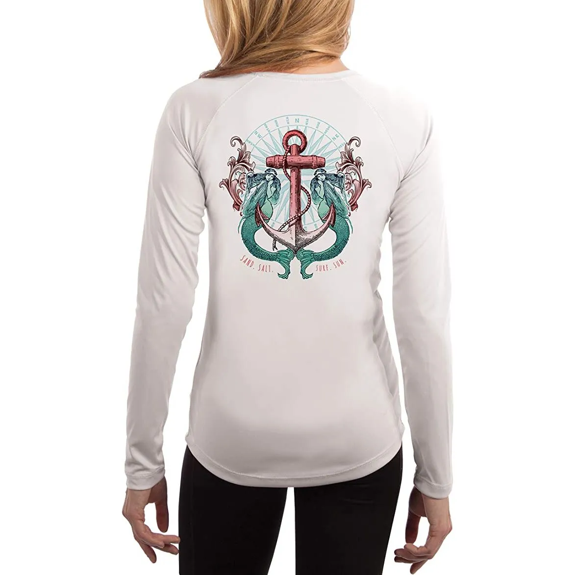 SAND.SALT.SURF.SUN. Sailing Vintage Mermaid Ladies Women's UPF 50  UV Sun Protection Performance Long Sleeve T-Shirt