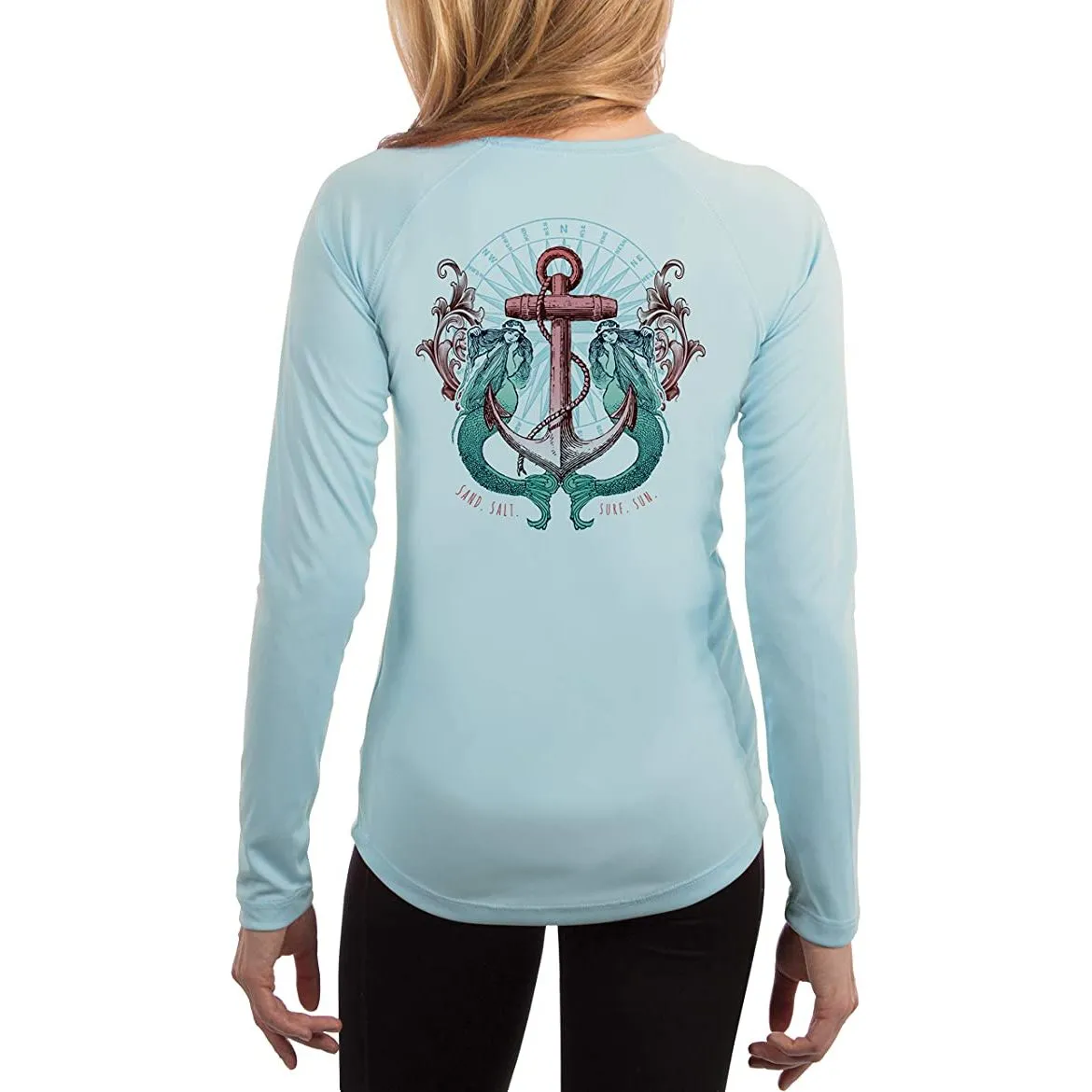 SAND.SALT.SURF.SUN. Sailing Vintage Mermaid Ladies Women's UPF 50  UV Sun Protection Performance Long Sleeve T-Shirt