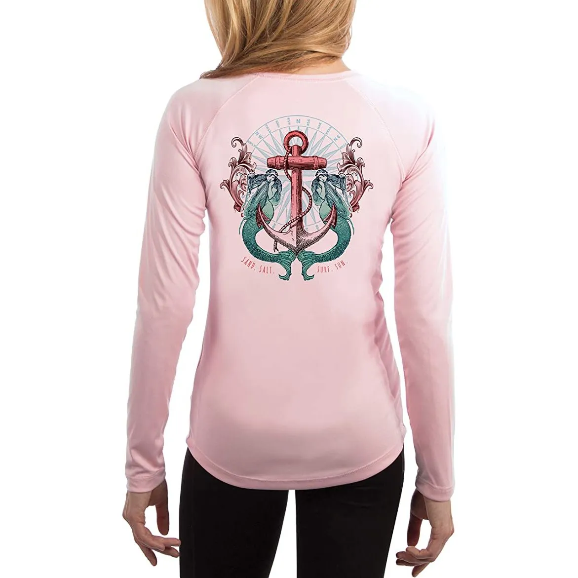 SAND.SALT.SURF.SUN. Sailing Vintage Mermaid Ladies Women's UPF 50  UV Sun Protection Performance Long Sleeve T-Shirt