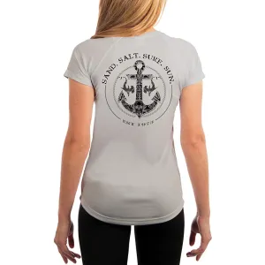 SAND.SALT.SURF.SUN. Shark Anchor Women's UPF 50  UV Sun Protection Performance Short Sleeve T-Shirt