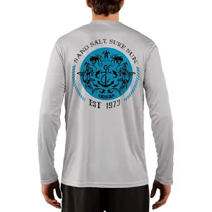 SAND.SALT.SURF.SUN. Shark and Anchor Tribal Men's UPF 50  UV Sun Protection Performance Long Sleeve T-Shirt