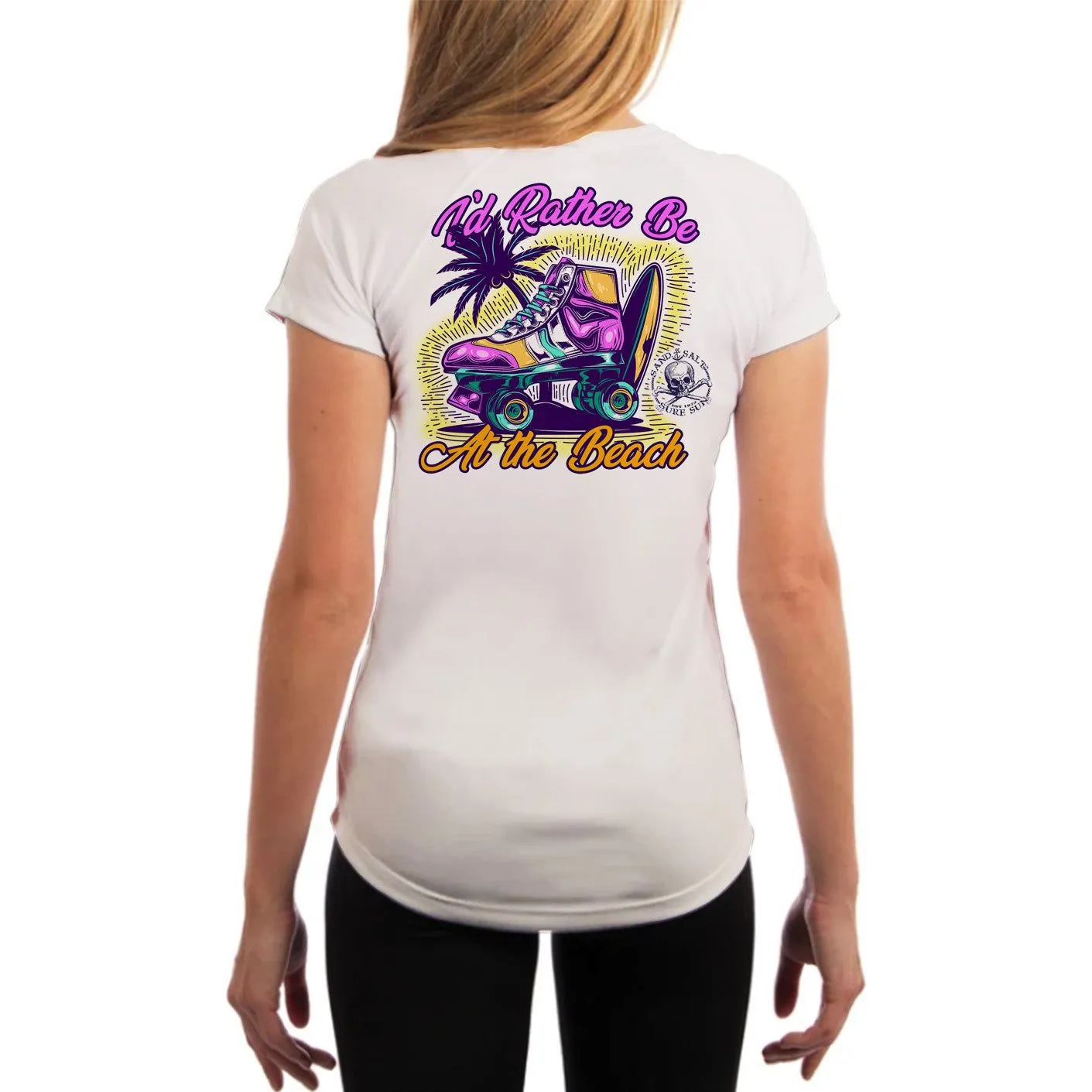 SAND.SALT.SURF.SUN. Skate Women's UPF 50  UV Sun Protection Performance Short Sleeve T-Shirt