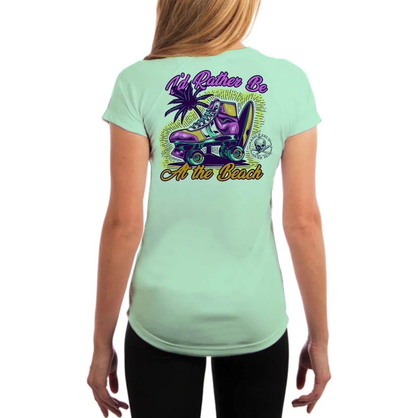 SAND.SALT.SURF.SUN. Skate Women's UPF 50  UV Sun Protection Performance Short Sleeve T-Shirt