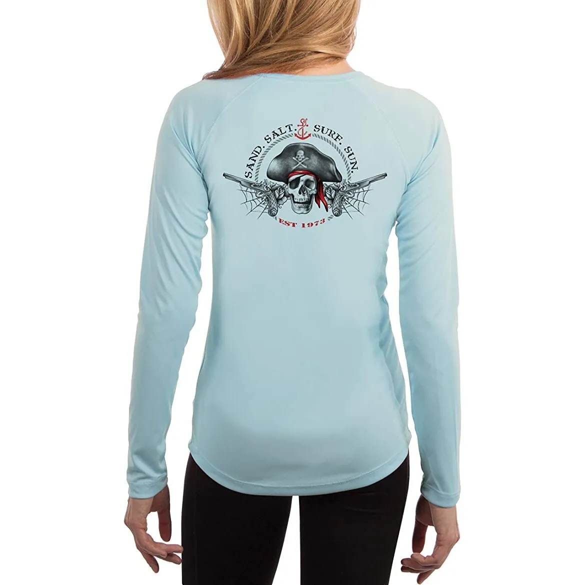 SAND.SALT.SURF.SUN. Vintage Pirate Women's UPF 50  UV Sun Protection Performance Long Sleeve T-Shirt