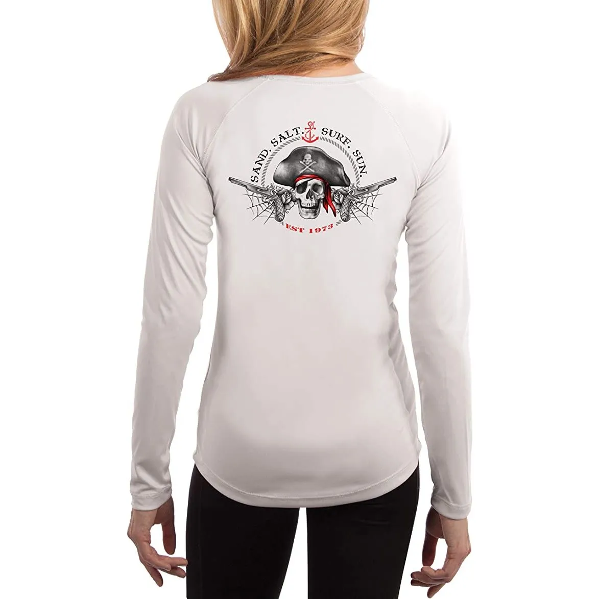 SAND.SALT.SURF.SUN. Vintage Pirate Women's UPF 50  UV Sun Protection Performance Long Sleeve T-Shirt