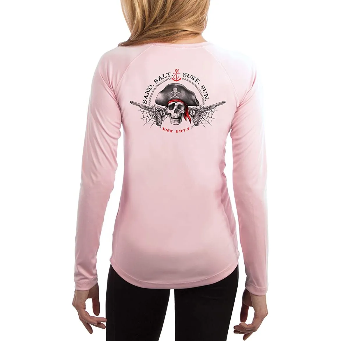 SAND.SALT.SURF.SUN. Vintage Pirate Women's UPF 50  UV Sun Protection Performance Long Sleeve T-Shirt