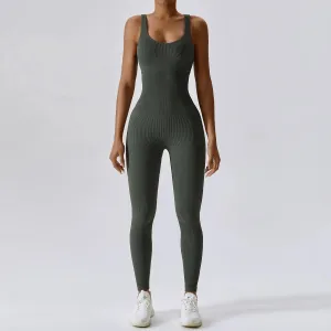 Seamless One-Piece Yoga Suit Dance Belly Tightening Fitness Workout Set Stretchy Bodysuit Gym Clothes Push Up Sportswear