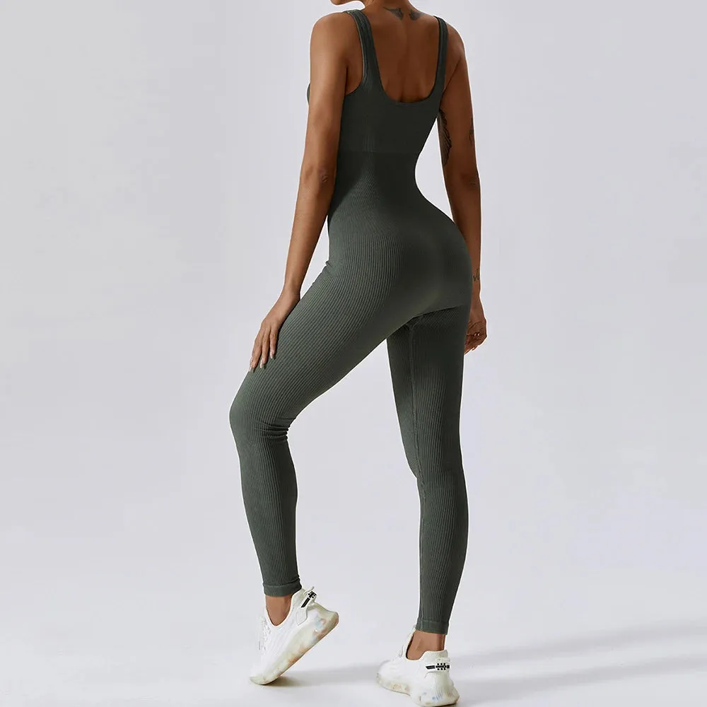 Seamless One-Piece Yoga Suit Dance Belly Tightening Fitness Workout Set Stretchy Bodysuit Gym Clothes Push Up Sportswear