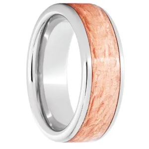 Serinium Pipe Cut Band with Bark Finish Copper Inlay