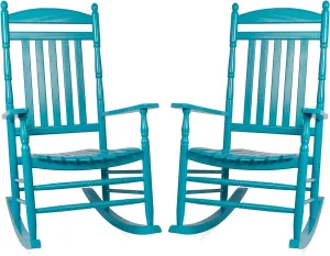 Set of 2 Outdoor Rocking Chairs, Outdoor Indoor Oversized Patio Rocker Chair High Back Rocker, Blue