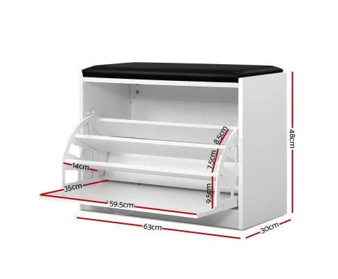 Shoe Cabinet Bench Shoes Storage Rack Organiser Drawer White 15 Pairs