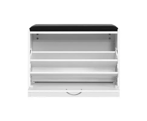 Shoe Cabinet Bench Shoes Storage Rack Organiser Drawer White 15 Pairs