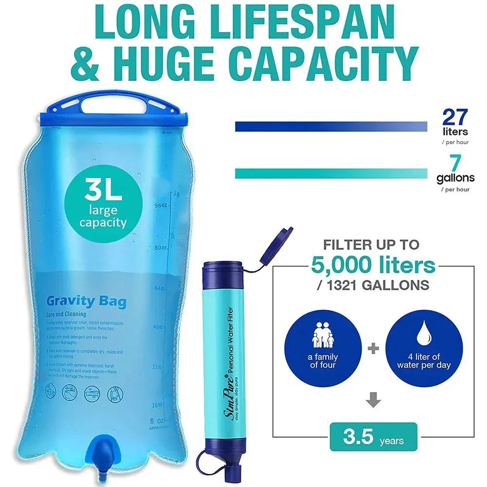 SimPure Gravity Water Filter Bag - 3 Litre