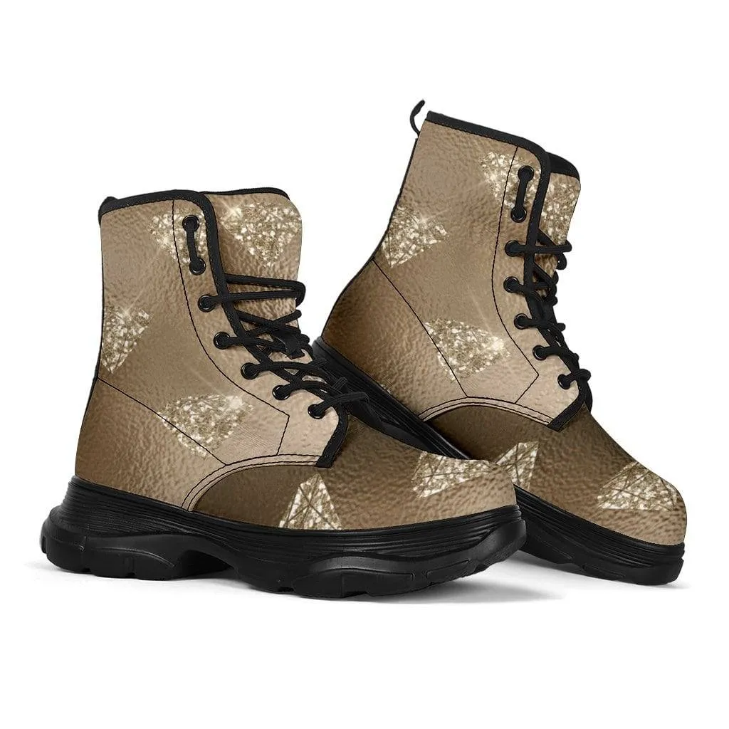Sparkling Diamond Chunky Boots
