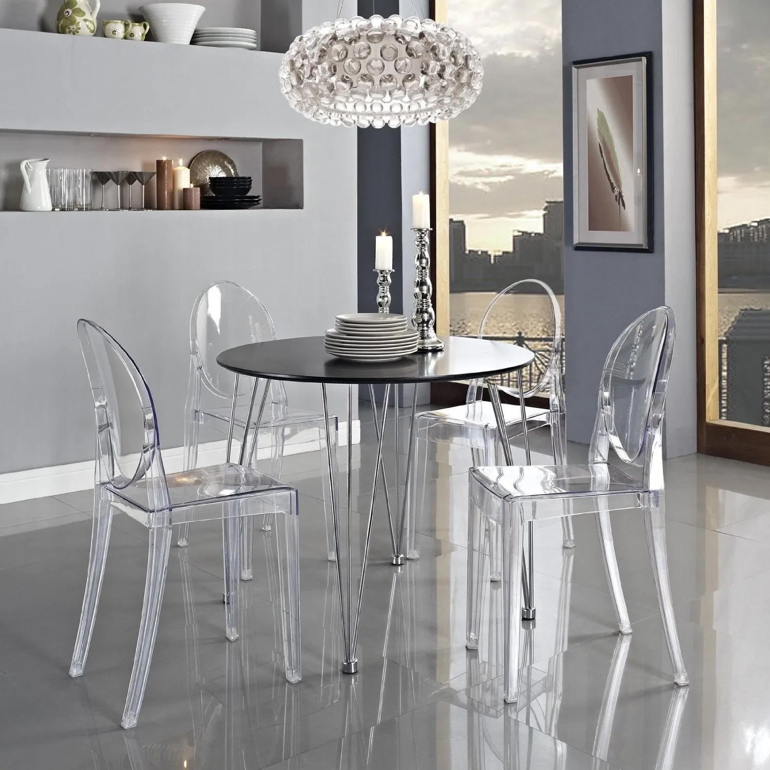 Stackable Clear Acrylic Dining Chair for Indoor or Outdoor Use