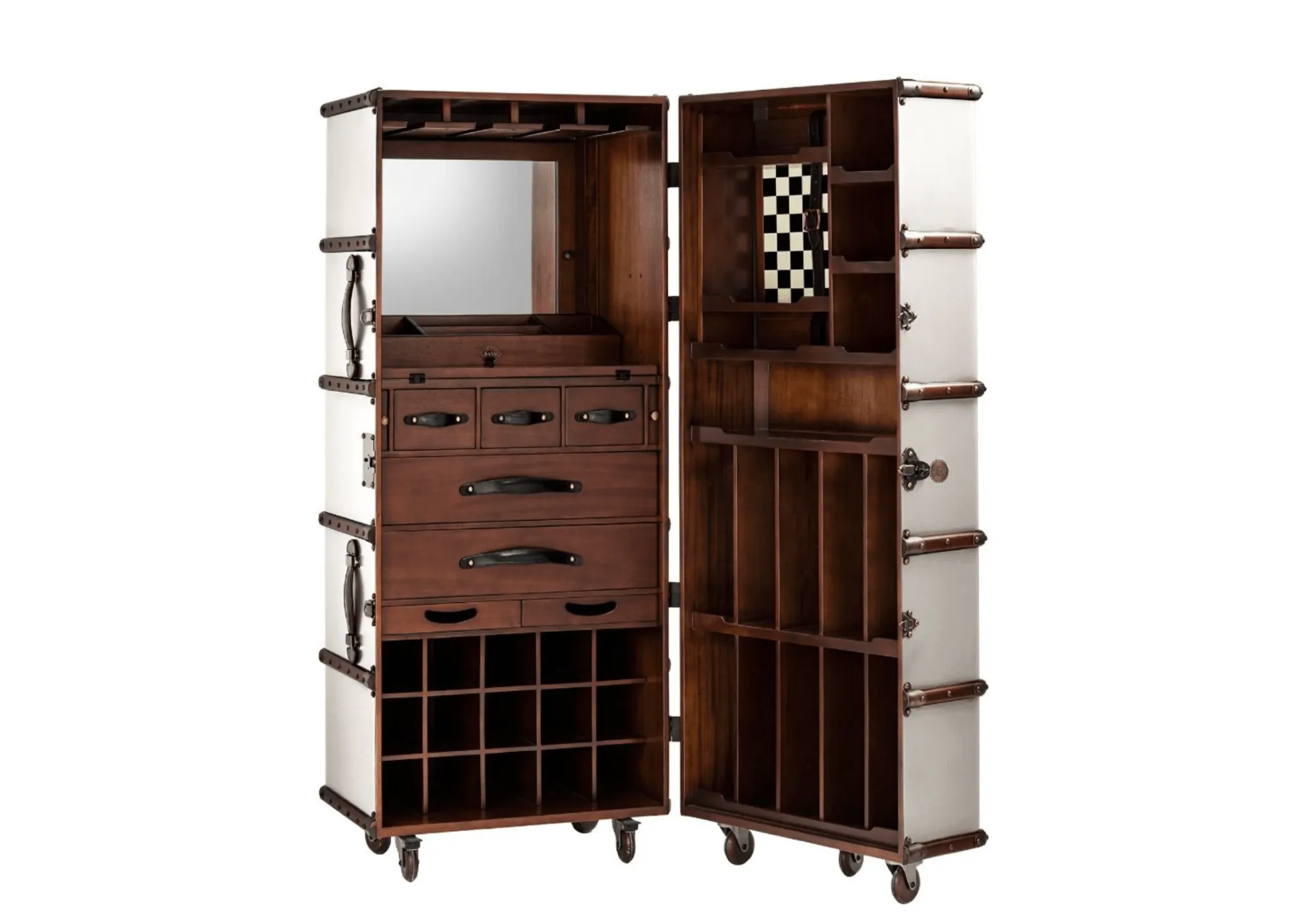 Stateroom Mobile Bar Trunk - Ivory