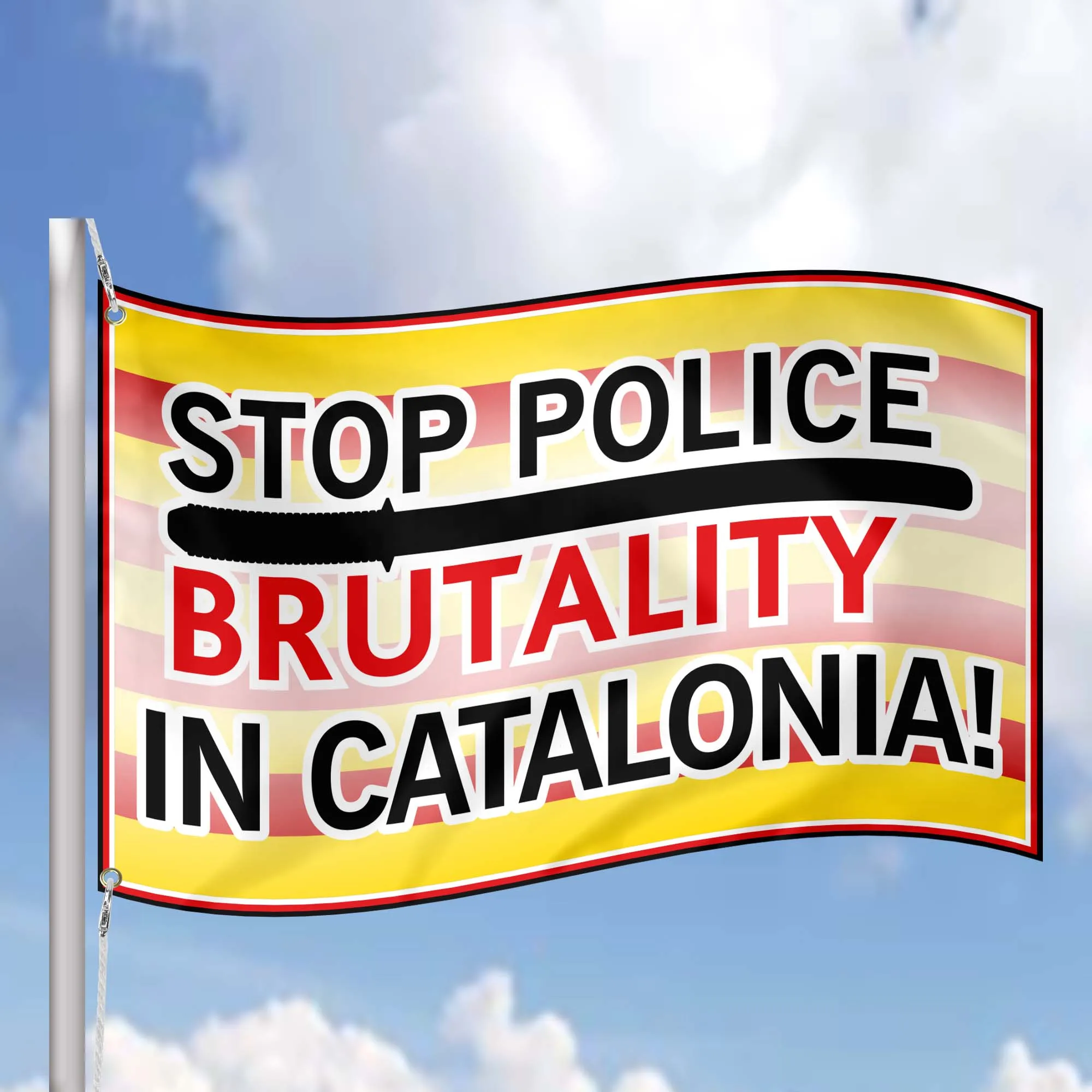 Stop Police Brutality in Catalonia Flag Banner