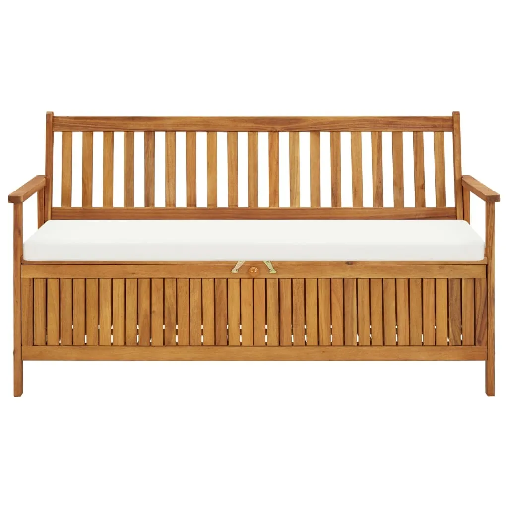 Storage Bench with Cushion 58.2" Solid Acacia Wood