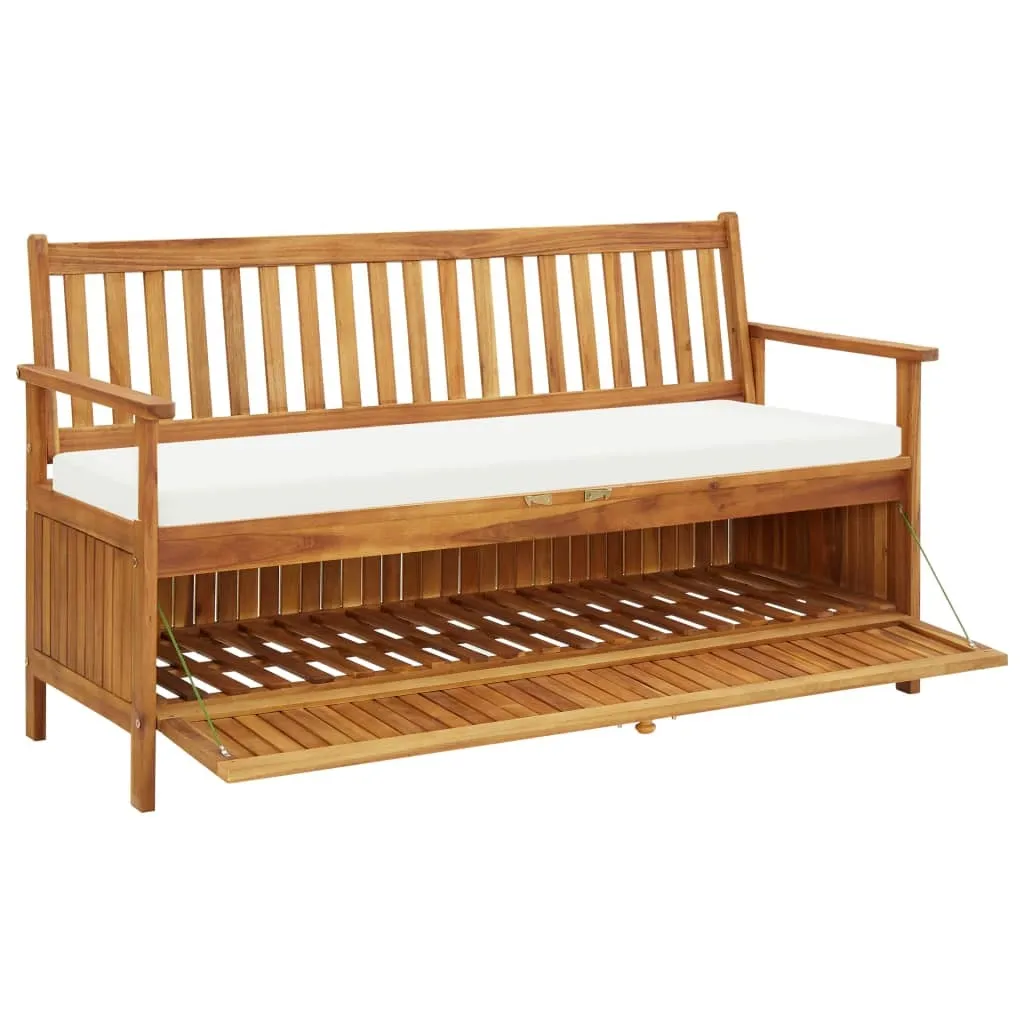 Storage Bench with Cushion 58.2" Solid Acacia Wood