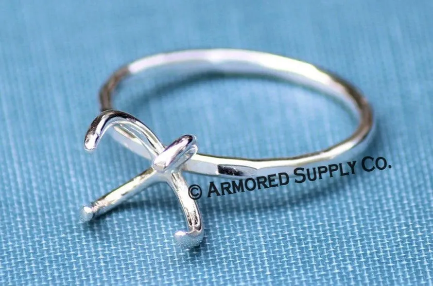 Sturdy Claw Ring Blank 4 Prong Silver Band Raw Stone Setting