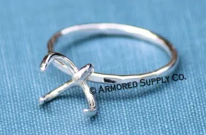 Sturdy Claw Ring Blank 4 Prong Silver Band Raw Stone Setting