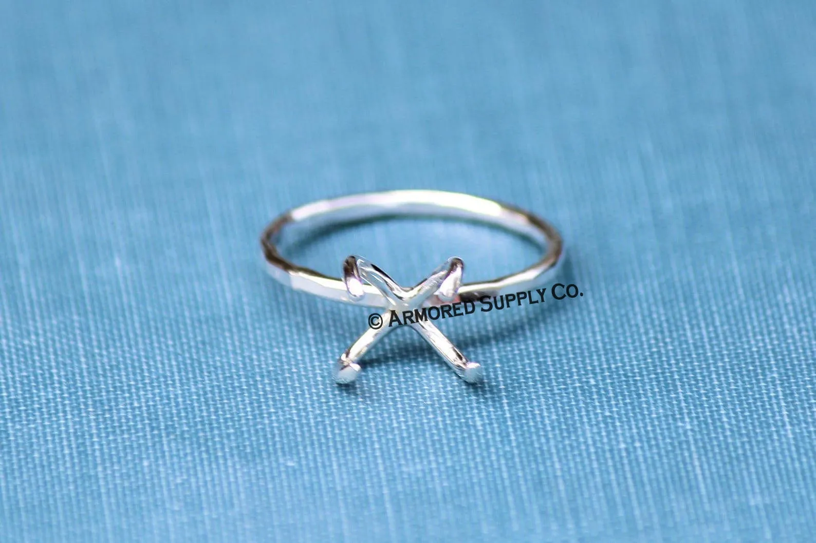 Sturdy Claw Ring Blank 4 Prong Silver Band Raw Stone Setting