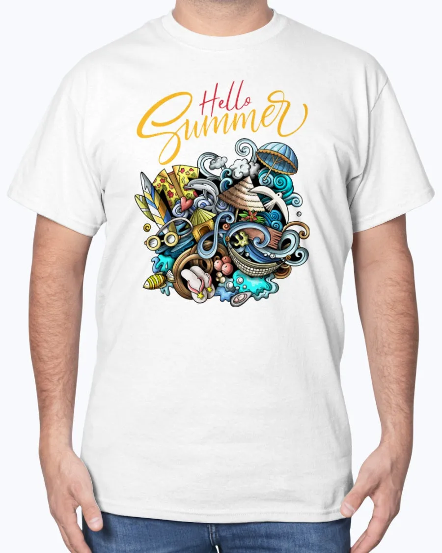 Summer-doodle - Cotton T-Shirt (Mens)