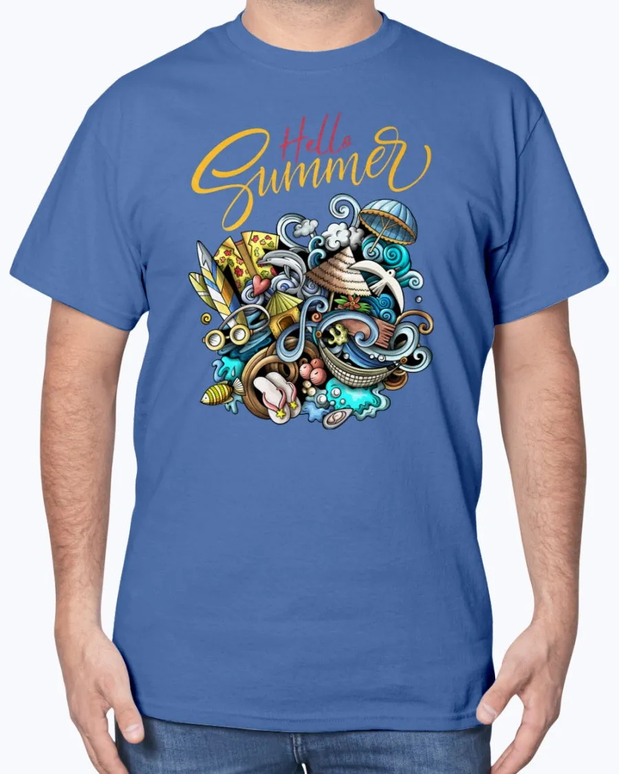 Summer-doodle - Cotton T-Shirt (Mens)