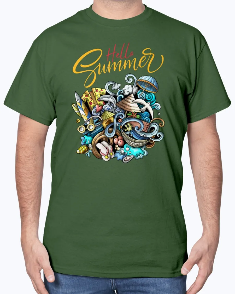 Summer-doodle - Cotton T-Shirt (Mens)