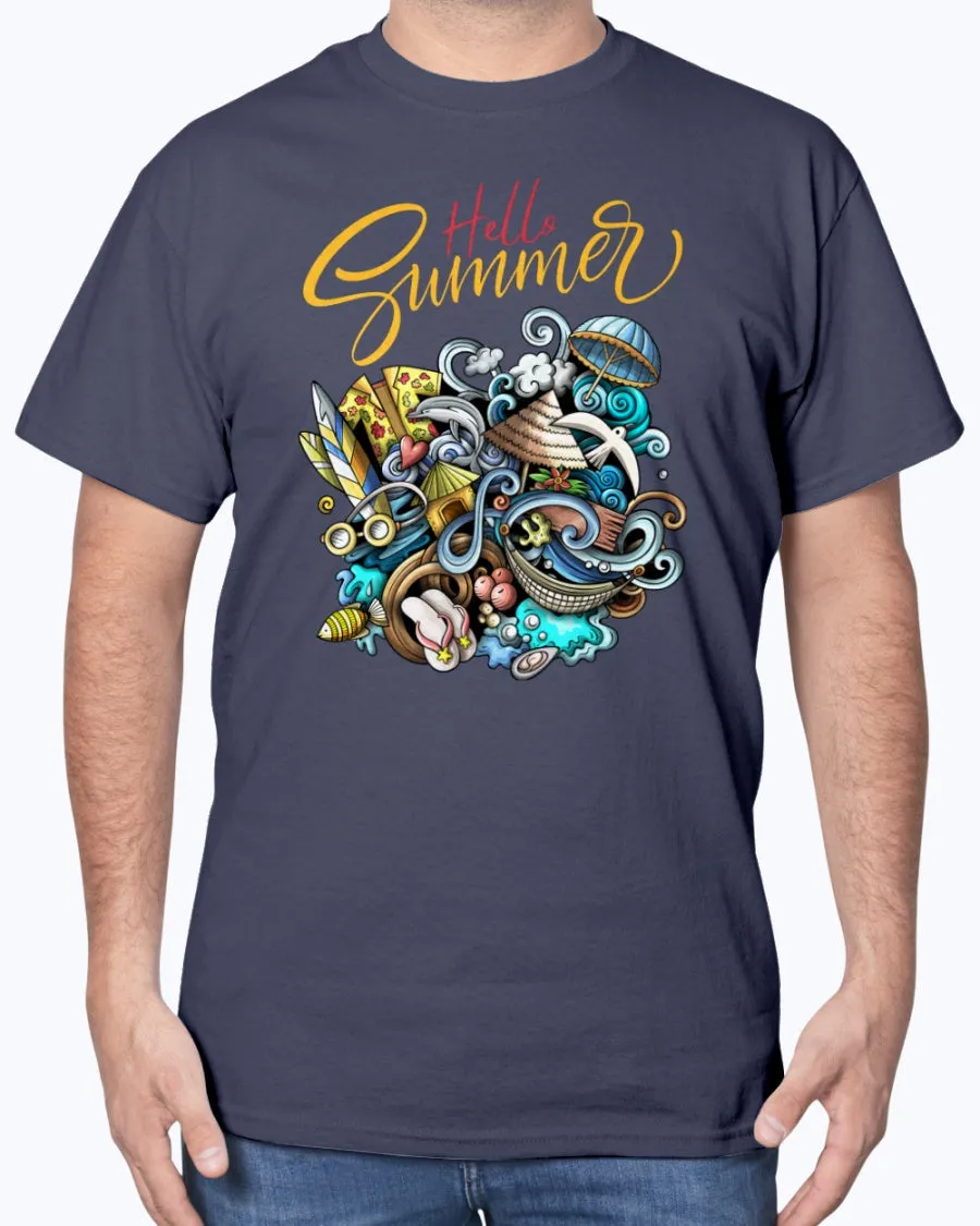 Summer-doodle - Cotton T-Shirt (Mens)