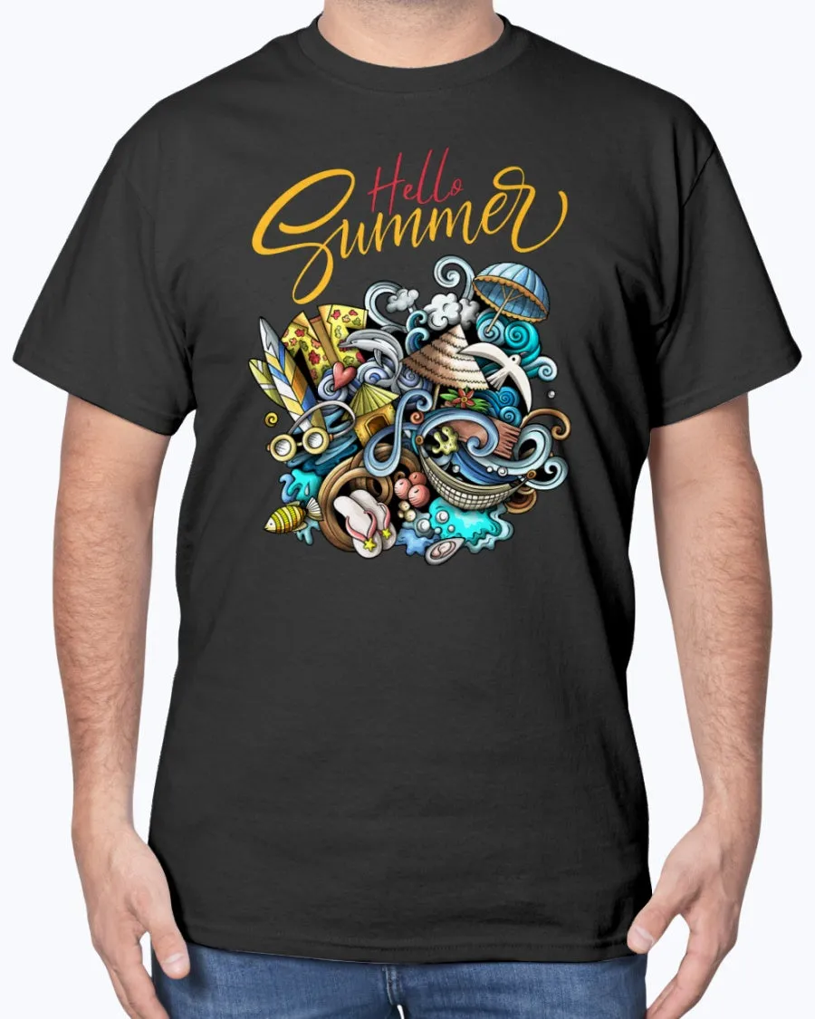 Summer-doodle - Cotton T-Shirt (Mens)