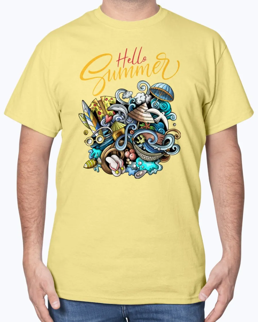 Summer-doodle - Cotton T-Shirt (Mens)