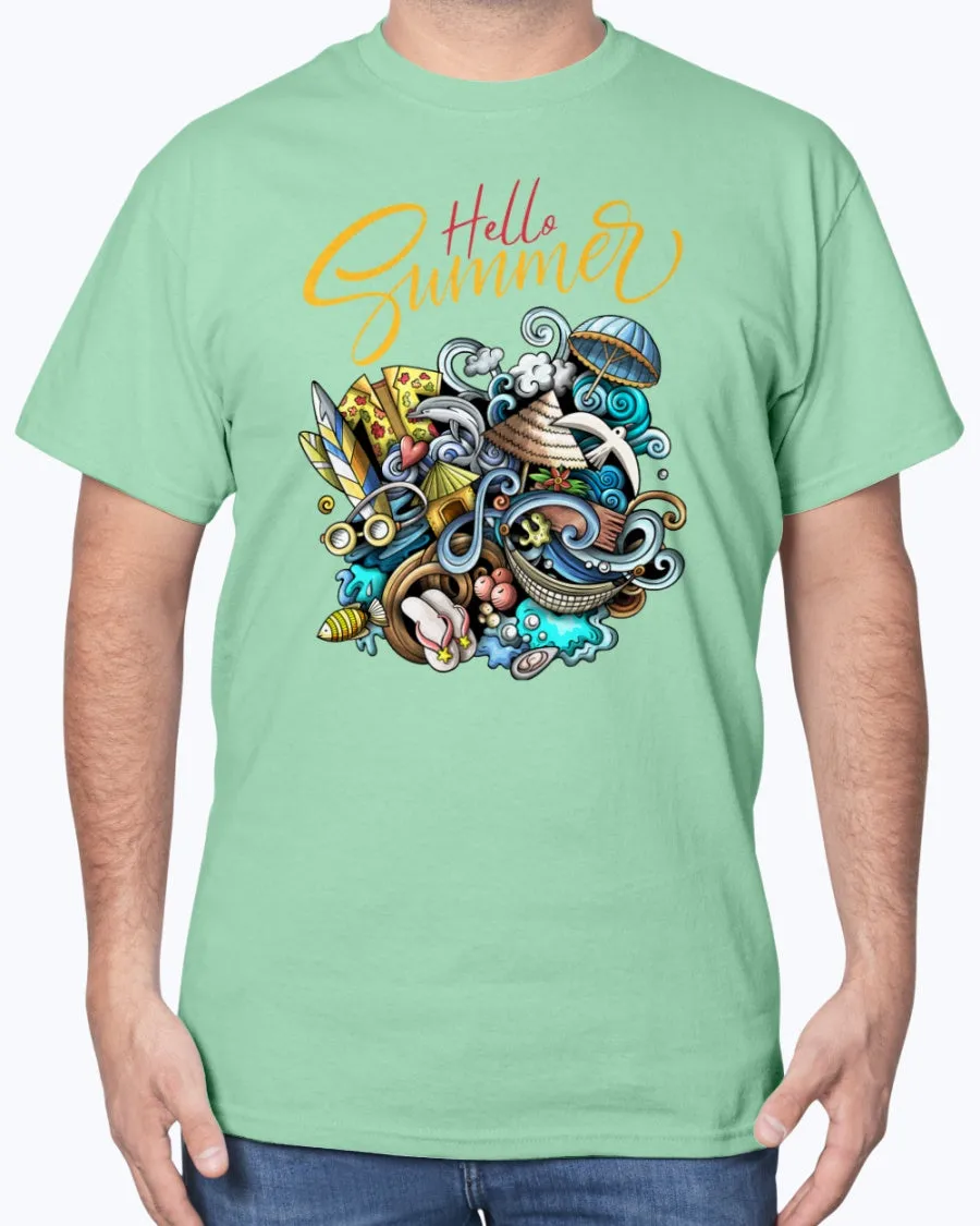 Summer-doodle - Cotton T-Shirt (Mens)
