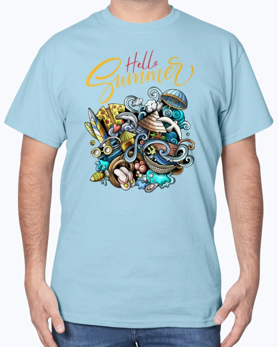 Summer-doodle - Cotton T-Shirt (Mens)