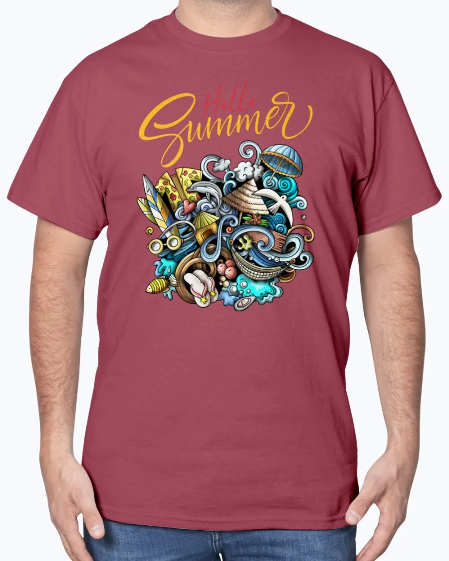 Summer-doodle - Cotton T-Shirt (Mens)