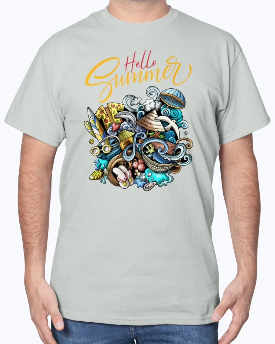 Summer-doodle - Cotton T-Shirt (Mens)