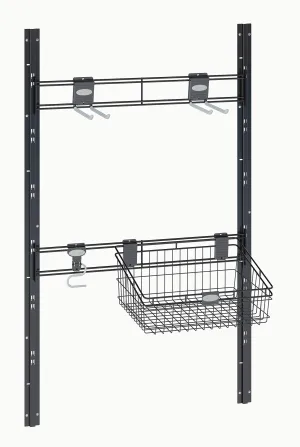 Suncast Sierra Tool Hooks - Closet System for Mounting in Sheds - Includes Three Hangers and Vertical Brackets to Hold Garden Supplies, Tools, Toys, Outdoor Accessories - Black