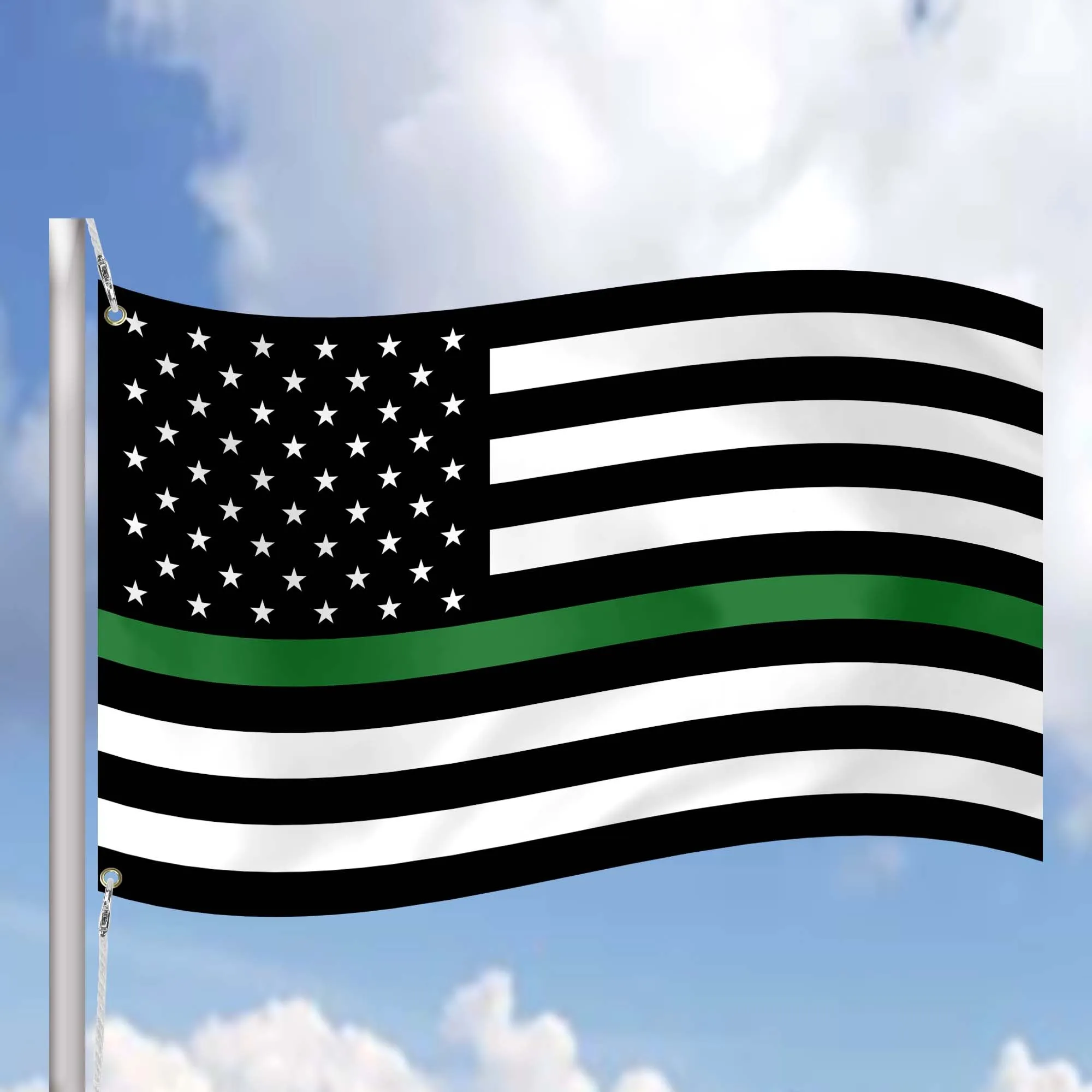 Thin Red Blue Green Line Honor Flag Banner