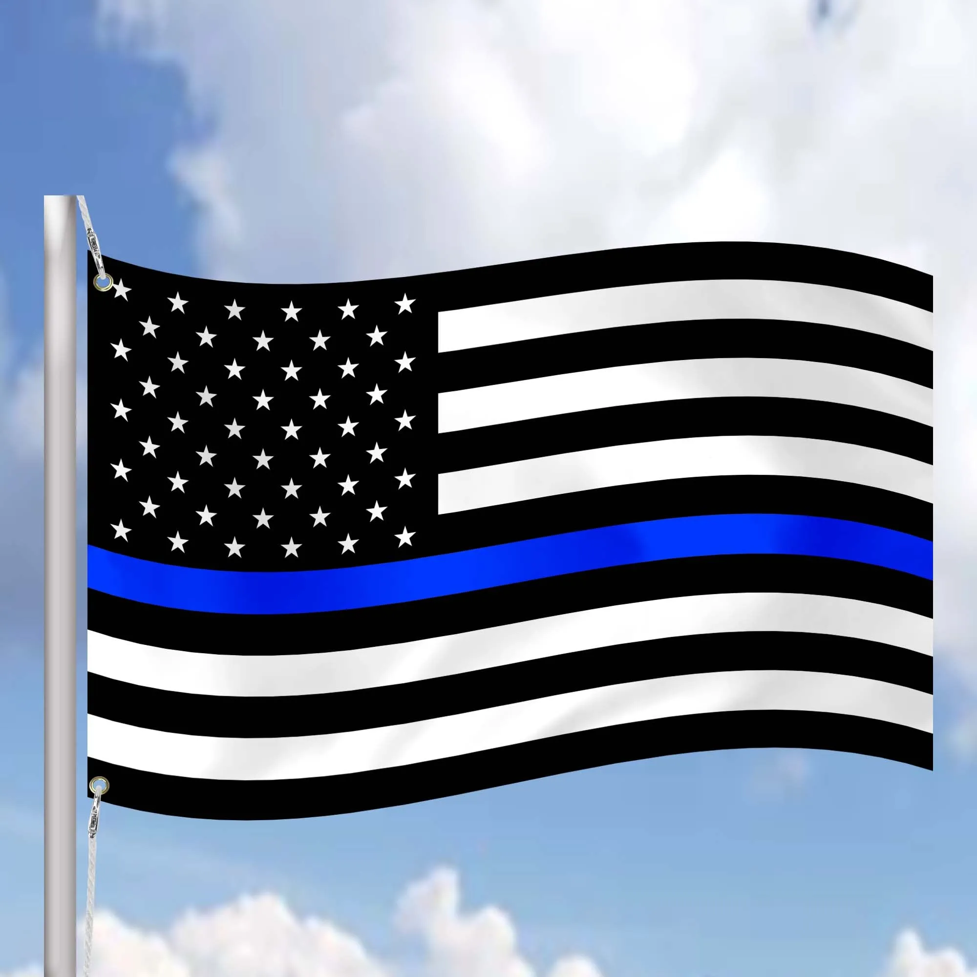 Thin Red Blue Green Line Honor Flag Banner