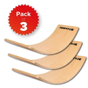 TippyToe (3pack) Kids Balance Board Wooden Wobble Board, Toddler, Yoga Curvy Board, Rocker Board Natural Wood for Kids,Adults