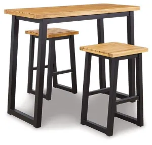 Town Wood Brown/Black Outdoor Counter Table Set (Set of 3)