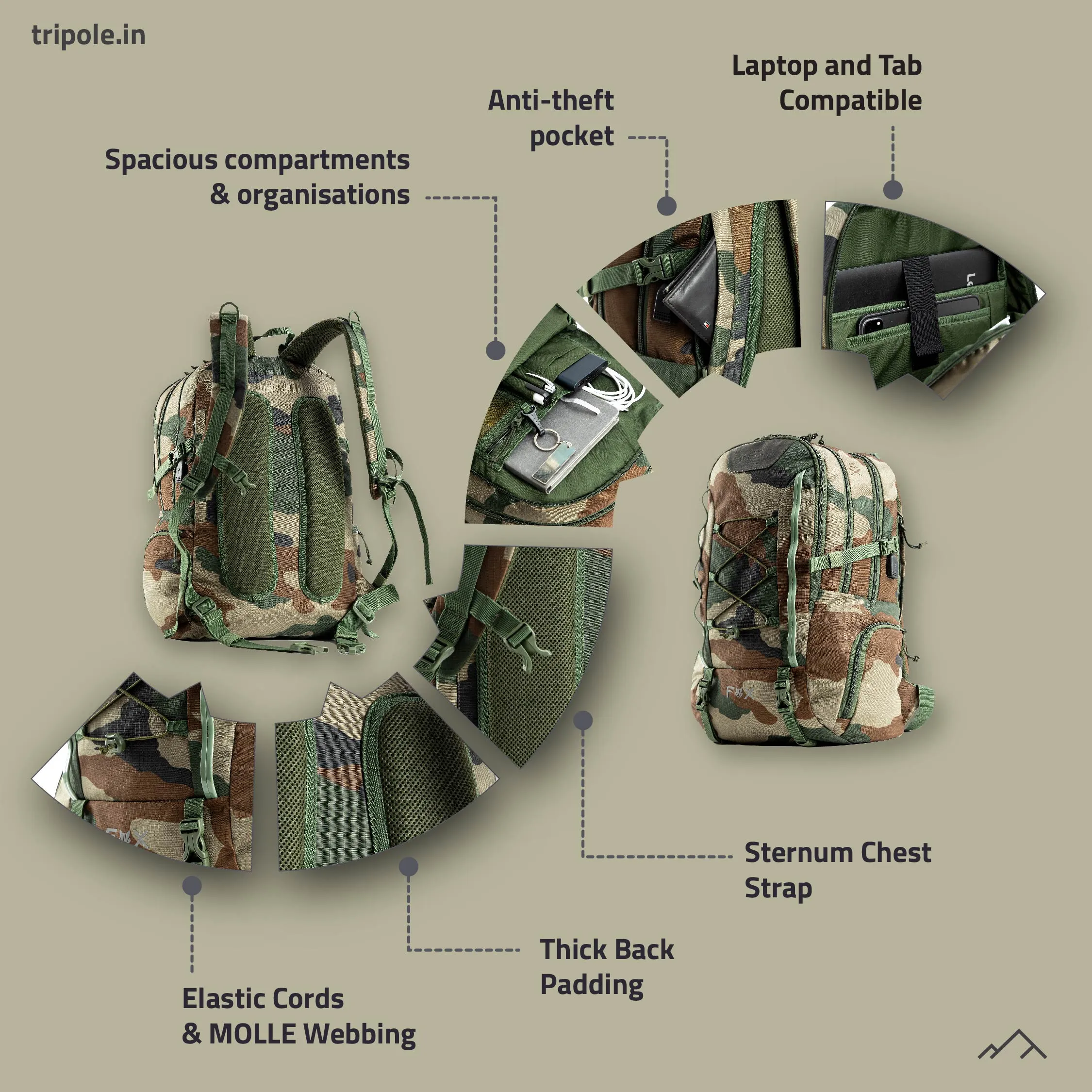 Tripole  Fox Internal Frame Laptop Backpack | 3 Year Warranty
