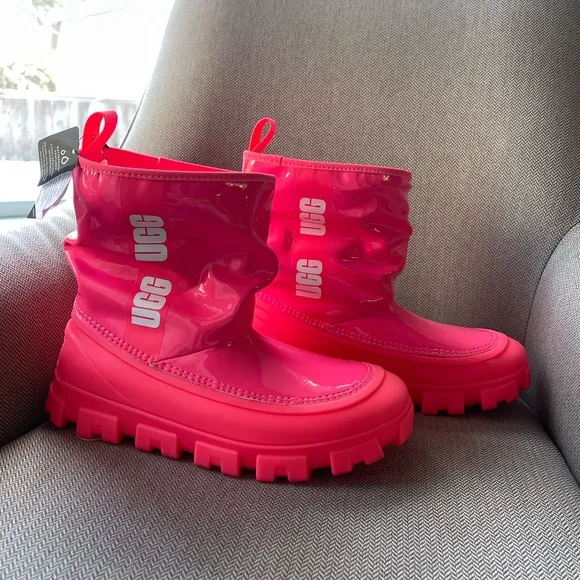 UGG Brellah Mini Rain &amp; Winter Boot size 5 Coral Hot Pink