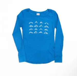 Women's 16 Mountains Upcycled Long Sleeve Shirt in Blue (Medium)