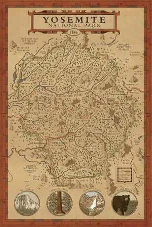 Yosemite National Park Map Print
