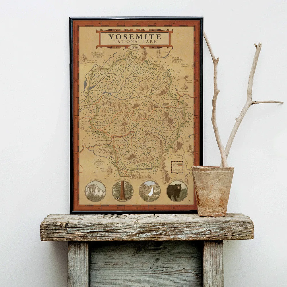 Yosemite National Park Map Print