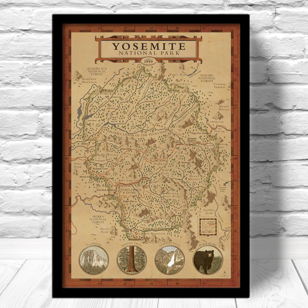 Yosemite National Park Map Print